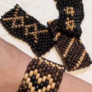 5 wood bead wrist cuffs